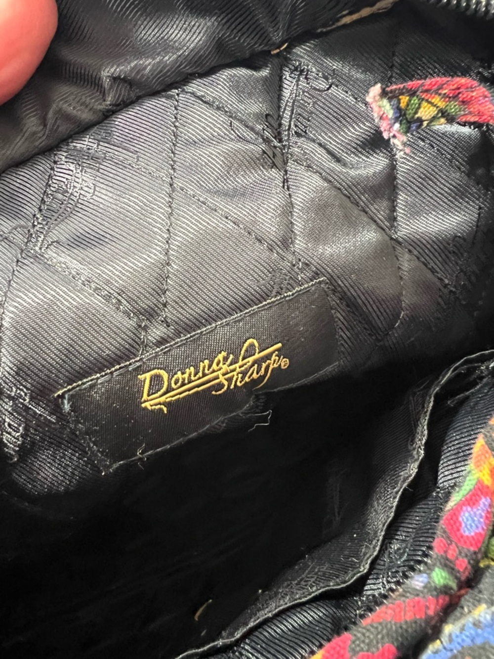 Donna Sharp quilted purse handbag Black paisley colorful midsize bag - Picture 6 of 8